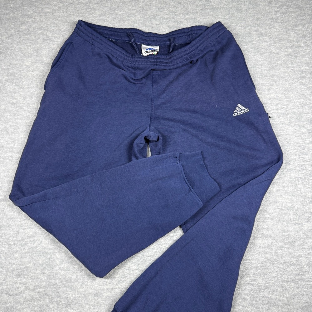 Adidas Sweatpants Mens M Navy Blue Vintage 90s Fleece Joggers Cuffed Athletic